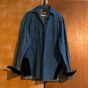 Fendi jeans Denim button up shirt with black velvet (MISSING POCKET BUTTON)